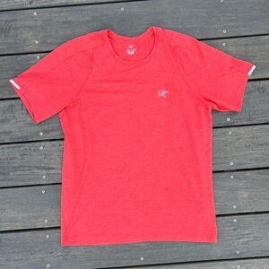 Orange Arc'teryx Athletic Shirt Running Performance Tee Short Sleeve T-Shirt
